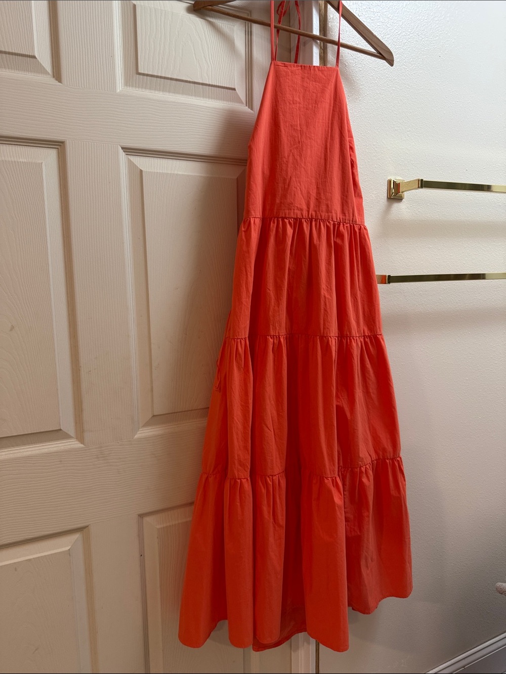 GAP Coral Halter Tiered Maxi Dress